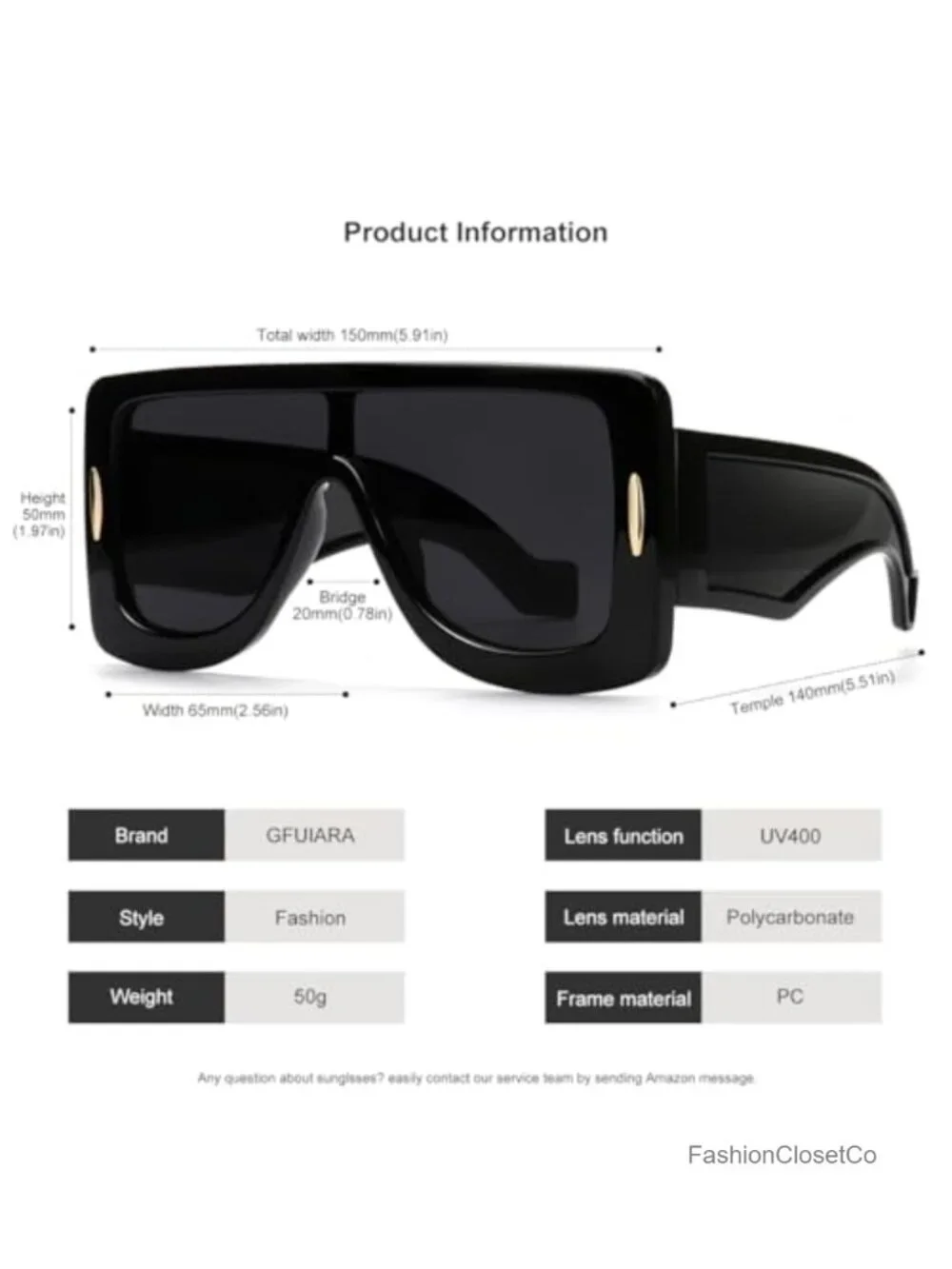 Trendy Anagram Mask Sunglasses Oversized Flat Top Shield UV Protection